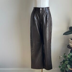 Nwt Vegan Leather High Rise Brown Pleated Pants Dark Academia Indie Sleaze S